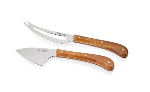 Pistol Grip Acacia 2 Piece Cheese Knife Set HW1095, stainless steel