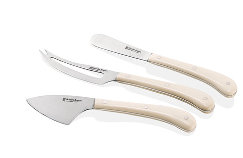 Stanley Rogers Pistol Grip Cream 3 Piece Cheese Knife Set HW1099, stainless steel